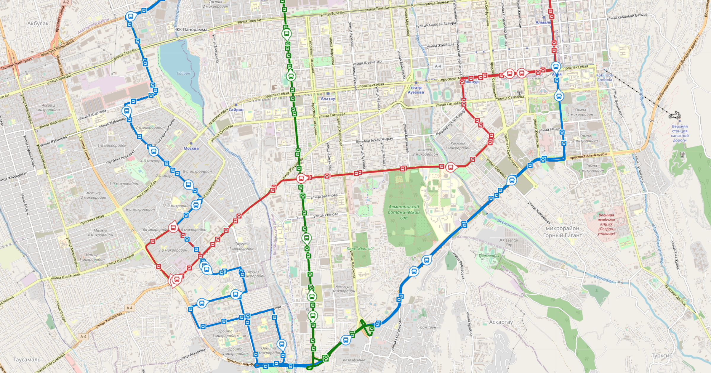 Карта алматы с автобусными маршрутами